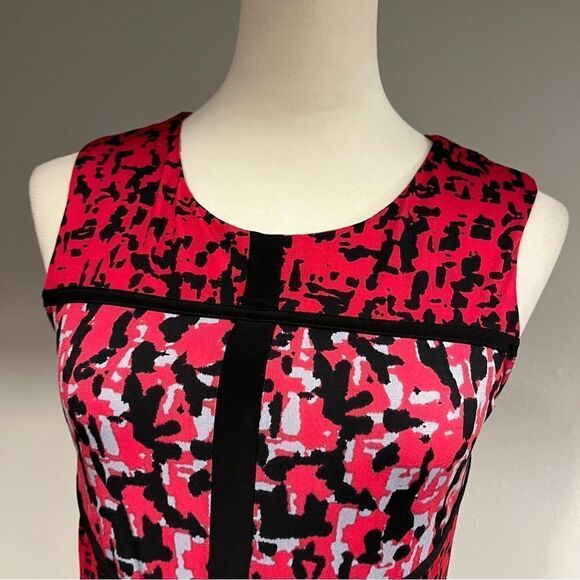 Taylor Pink Mixed Media Sleeveless Sheath Dress WITH Black Piping Size 4 - Picture 2 of 13